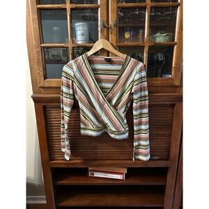Y 2k striped Long sleeve v neck shirt